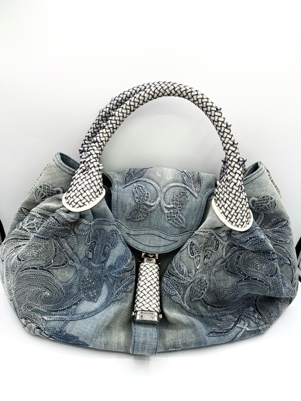 Fendi RARE Denim Rhinestone Squirrel Spy Bag - Picture 11 of 16
